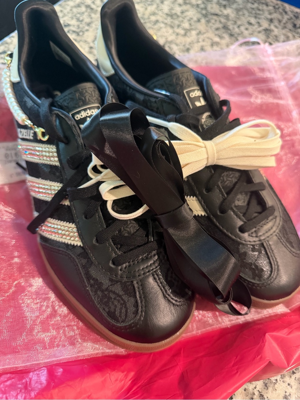adidas Gazelle Women's Black with Rose Gold Accent Sneakers - Picture 4 of 7